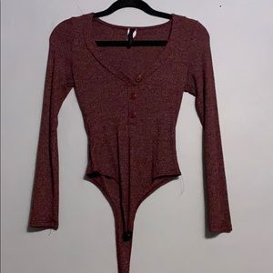 Maroon body suit with buttons